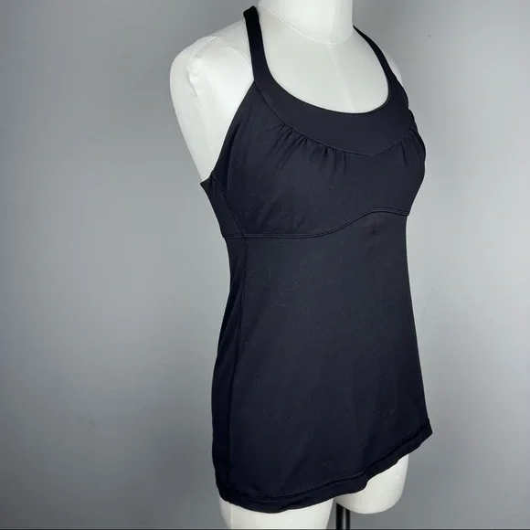 EUC - Lululemon Black Tank w/ Built-in Bra & Back Detail, Size 8 - Picture 4 of 13